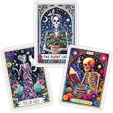 (3Pcs) The Plant The Reader The Cat Lady Tarot Inspired Stickers 3'' Nature Bookworms Plant Cat Lovers Skeleton Witchy Gothic Vinyl Decal for Laptops Water Bottles Journals