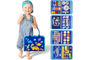 SYHLN Toddler Montessori Busy Board Toys for Little Boy Gifts: Educational Preschool Learning Travel Toys, Busy Book Learning Sensory Toys for Toddler Boys, Boys Dinosaur Christmas Birthday Gifts