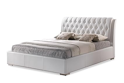 Amazon.com: Baxton Studio Bianca White Modern Bed with Tufted 