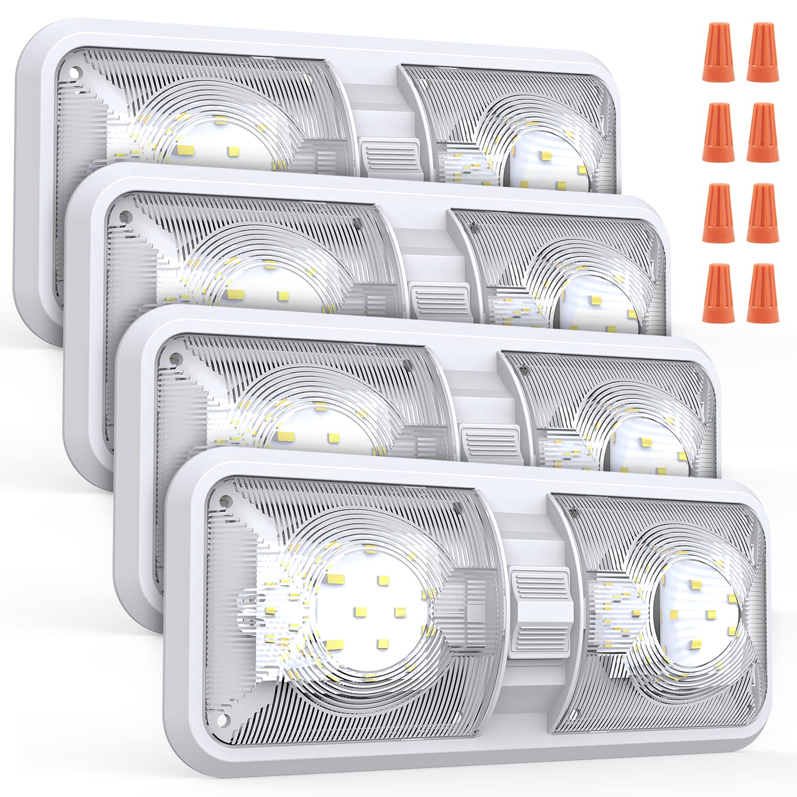 Photo 1 of Aaleds RV Lights Interior, 12 Volt Led Lights 1000LM, Camper Lights 8W, RV Led Lights Interior Fixtures 12V, RV Ceiling Dome Light with Switch for RV/Camper/Trailer/Boat/Car (Natural White, 4Pack).