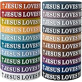 20 Pieces Jesus Loves You Silicone Wristbands - Colorful Christian Bracelets Bulk - Motivational Rubber Inspirational Bracelet for Men Women Party Favors