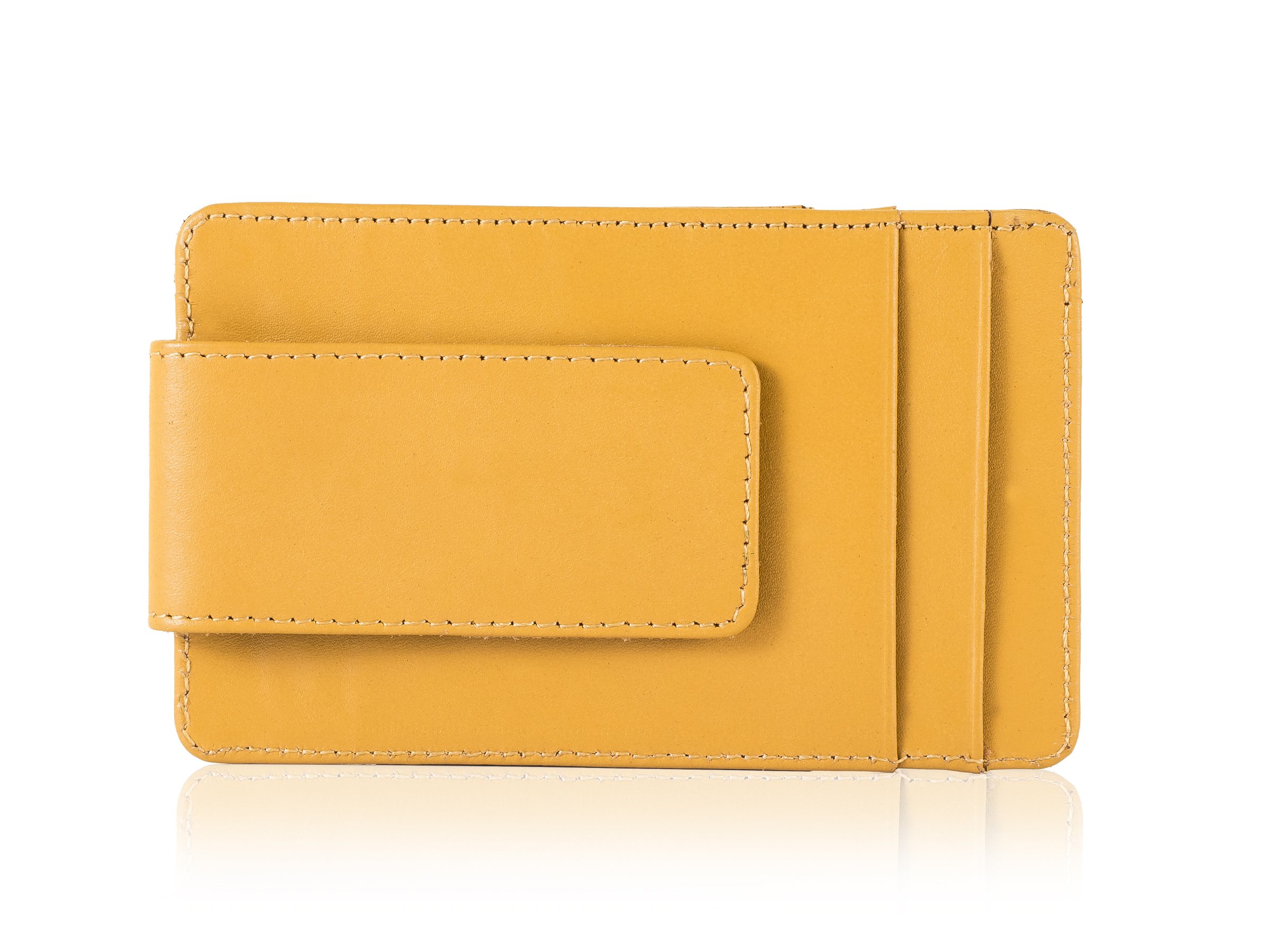 Trendtales Mens Genuine Cowhide Leather RFID Blocking Slim Wallet Magnet Money Clip Card Holder TMC802 BG Beige