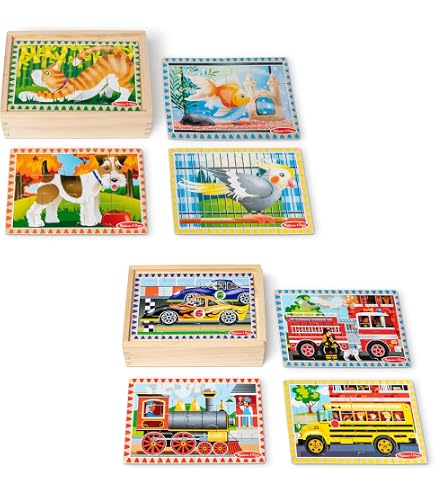 Amazon.com: Melissa & Doug Jigsaw Puzzle Set – Vehicles : Toys & Games
