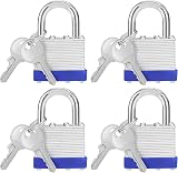 BELLE VOUS 4 Pack Heavy Duty Laminated Steel Shackle Padlocks 6mm view 1