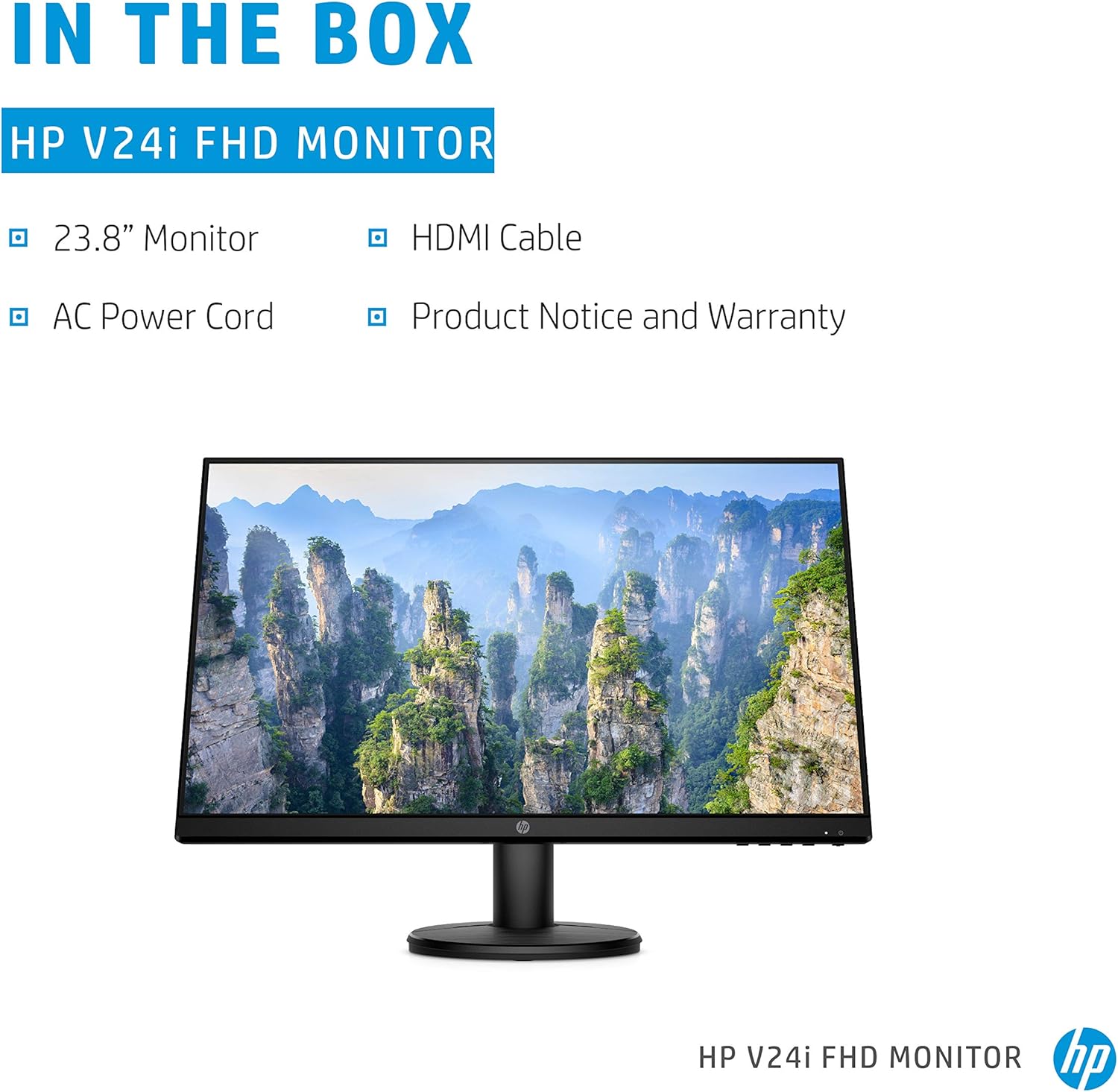 HP v24i Full HD Monitor (1920 x 1080) 23.8 Inch (1 VGA, 1 HDMI) - Black, 24 inch black - Image 3
