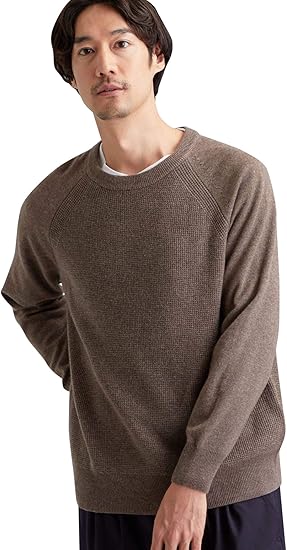 Amazon グリーンレーベルリラクシング セーター Csn W カシミヤ ワッフル クルーネック ニット 2350 メンズ ベージュ 23 M セーター 通販