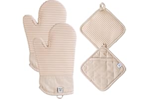 AH ARTISAN HOME Milkshake Silicone Oven Mitts and Pot Holders Sets | Heat Resistant Silicone Hot Pads & Kitchen Mittens Accessories for Baking | Pair of Oven Gloves & Potholders for Kitchens.