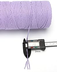 Macrame Cord,2mm x 219yard Cotton Twine String