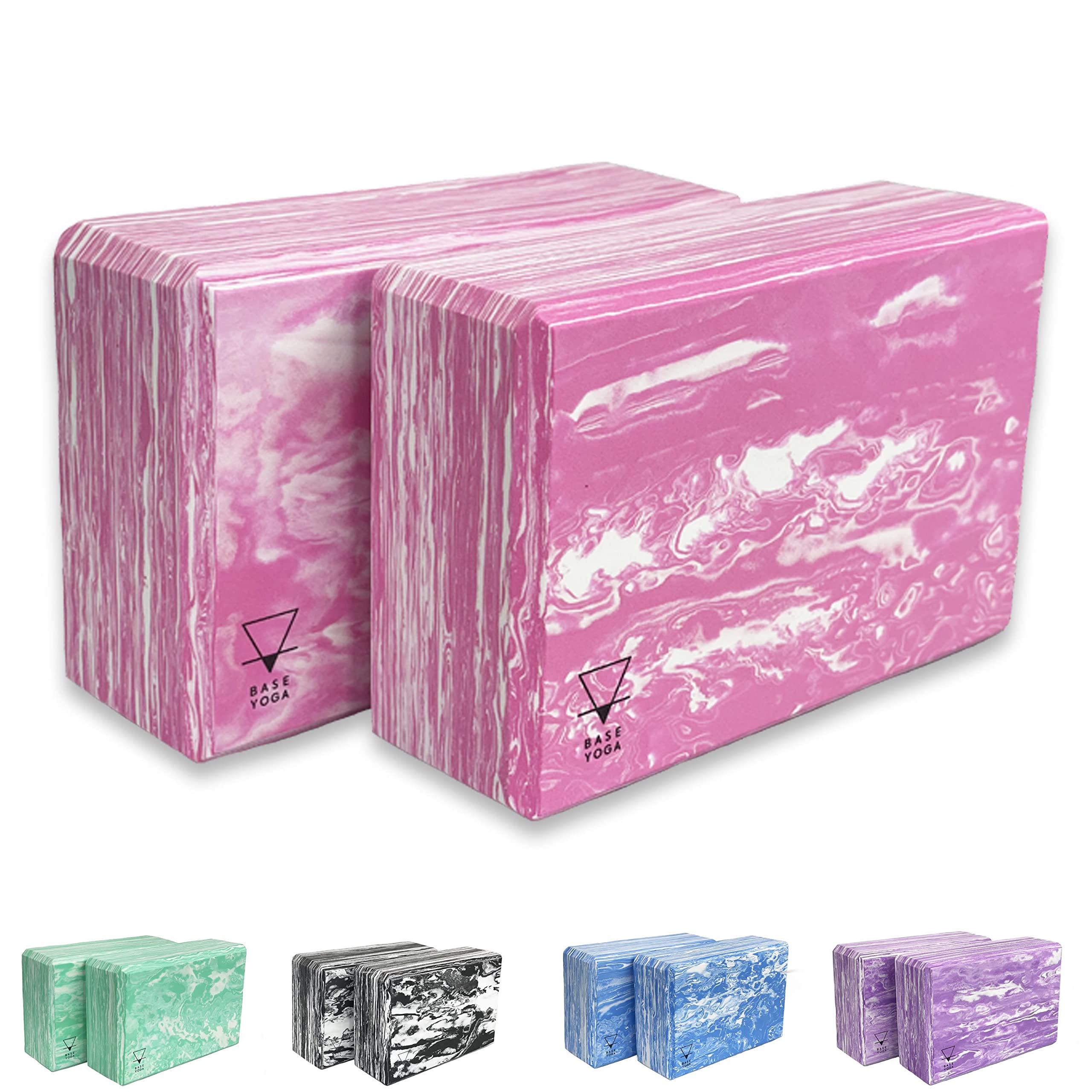 Base yoga Yoga Blocks - 1 or 2 pc set - Unique Strong/Firm/Lightweight EVA foam support block/brick (Pink x 2)