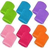 Fumwase 6 Pairs Colorful Sports Wristbands Cotton Wrist Sweatbands for Competitions Basketball Football Running Tennis Golf Activity