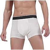 AIRCUTE Men Cotton Urinary Incontinence Underwear Absorbency Soft Boxer Briefs for Bladder Leakage 60ML 1 Pack (X-Large,White)