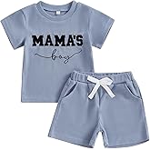 FOCUSNORM Toddler Baby Boy Summer Clothes Embroidered Waffle Short Sleeve T-Shirts Elastic Shorts Newborn Infant Boy Outfits