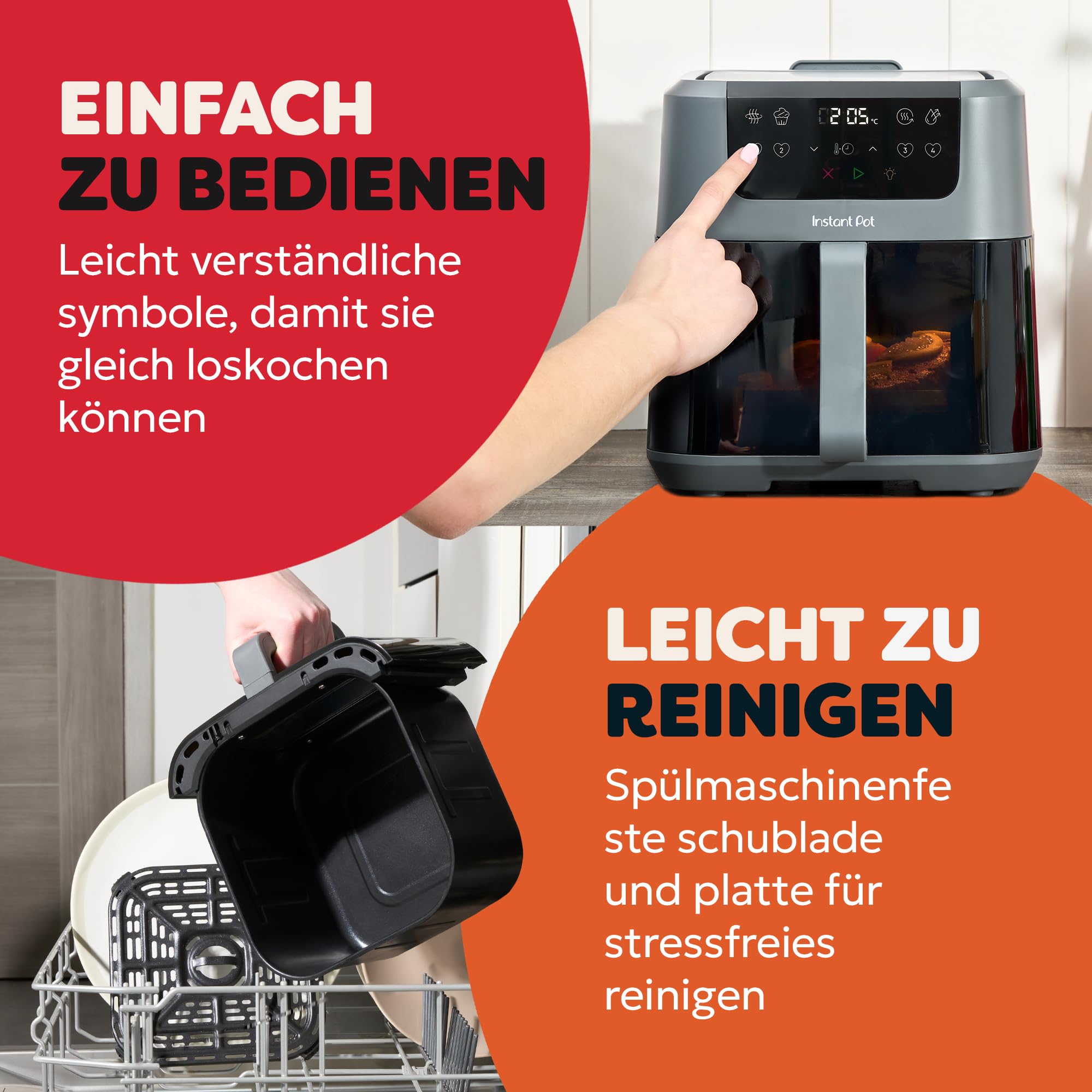Instant Pot - Vortex Compact Truffle-Heißluftfritteuse - 5 l Korb, Familiengröße, 4 in 1 - Heißluftfrittieren, Dörren, Backen, Aufwärmen, Antihaftbeschichtung, Leicht zu reinigen, Spülmaschinenfest 6