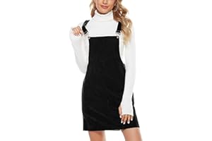 Hooever Women's Cute Corduroy Overall Bib Dress Pinafore Suspender Dress Skirt Jumper