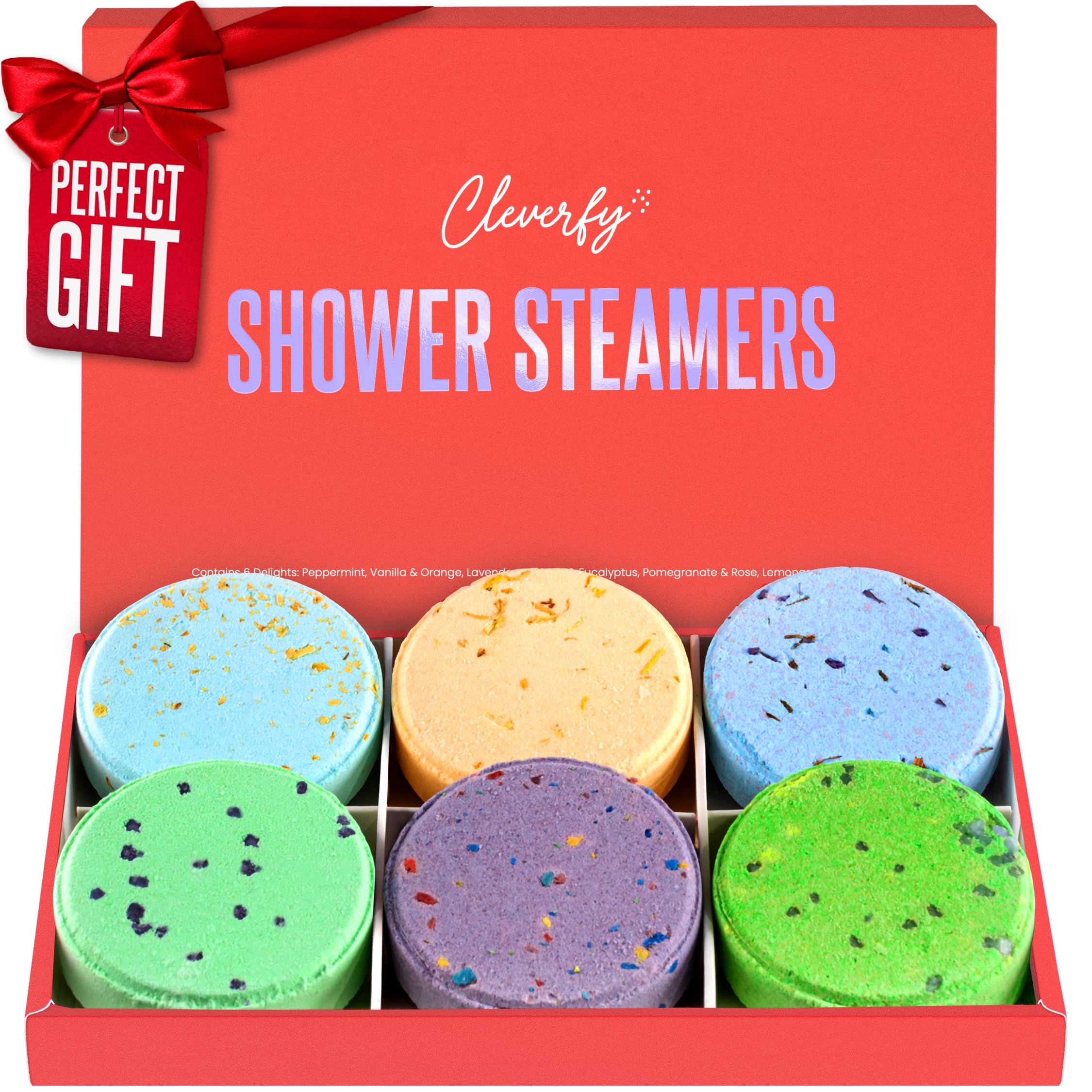 Cleverfy Shower Steamers Aromatherapy – Stocking Stuffers for Teen Girls, Women and Wife – Christmas Gifts for Teens and Women – White Elephant Gifts for Adults – 6 Tablets