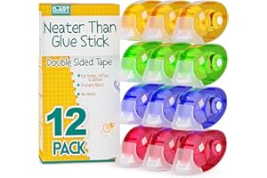DEART 12 Pack Double Sided Tape Roller, Scrapbook Supplies, Glue Tape Roller for Crafts, School Office Journaling Supplies, Double-Sided Permanent Adhesive Tape Runner for Scrapbooking (0.31 in X 26.25 ft)