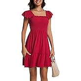 DHDZO Women's Summer Short Sleeve Casual Dresses V-Neck Floral Party Dress with Pockets