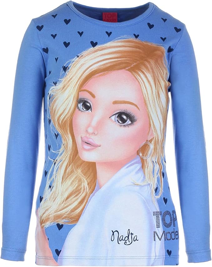 TopModel Mädchen Langarmshirt Mit Jill – Blau, Größe 164 (14 Jahre), Modisches Basic-Shirt