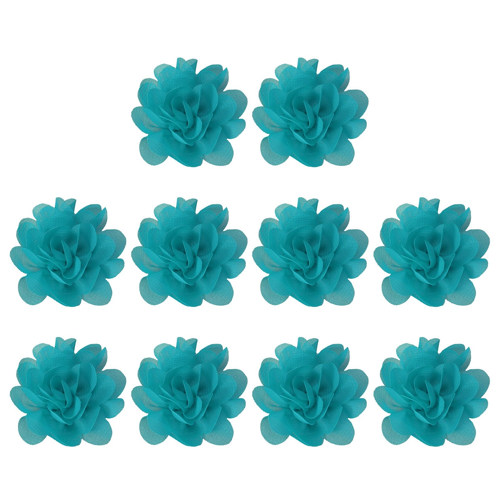 PATIKIL 2" Chiffon Flowers, 10 Pcs Mesh Fabric Flowers Sewing Fabric Appliques Headband Embellishments for DIY Craft Wedding Decor, Blue
