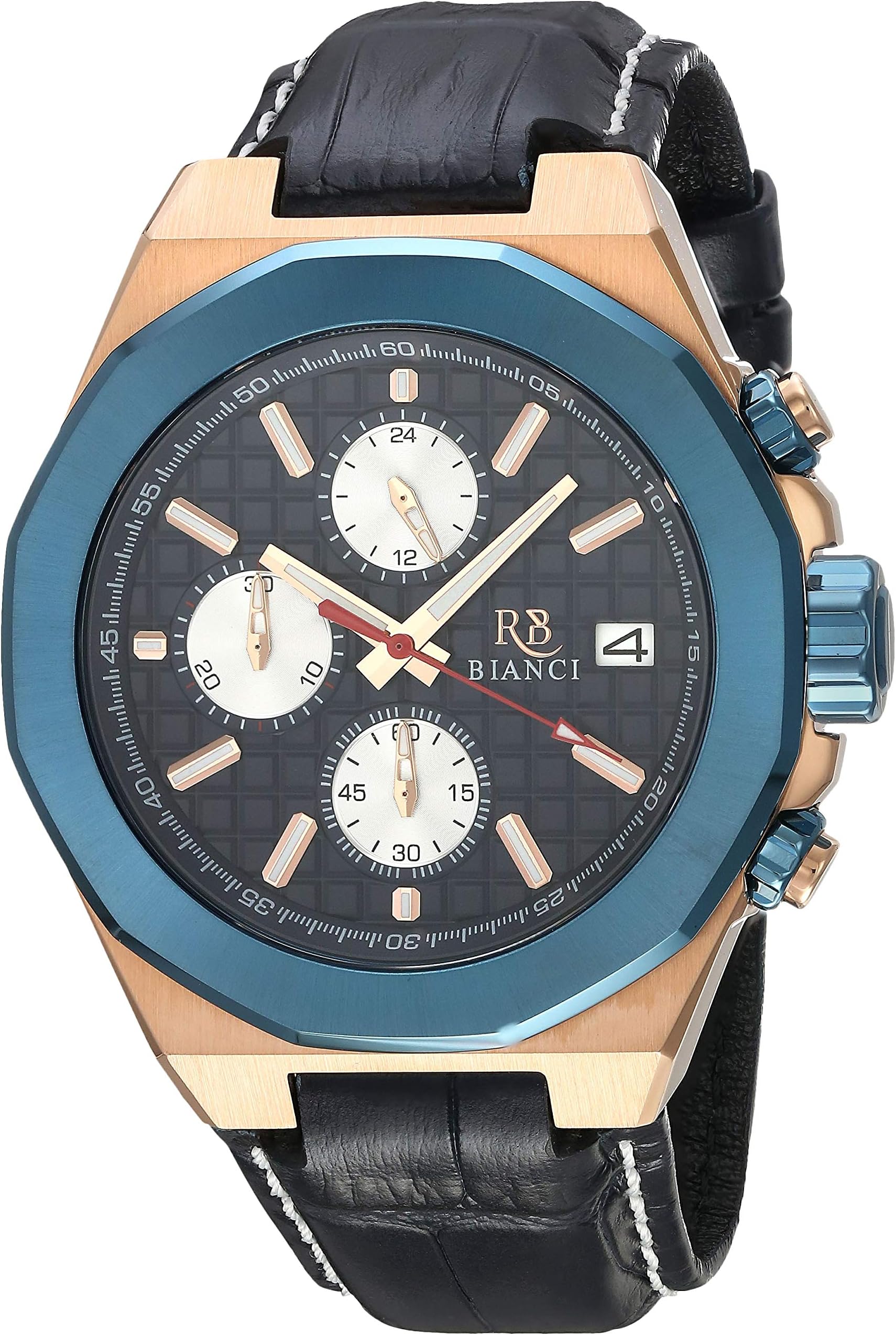 Men's Fratelli Stainless Steel Quartz Leather Calfskin Strap, Blue, 22 Casual Watch (Model: RB0135)