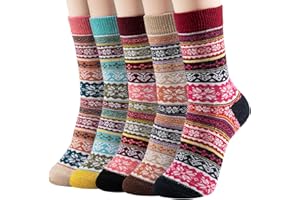 Nimalpal 5 Pairs Wool Socks - Wool Socks for Women Men Boot Socks Soft Crew Socks Winter Hiking Socks Cozy Socks Warm Socks