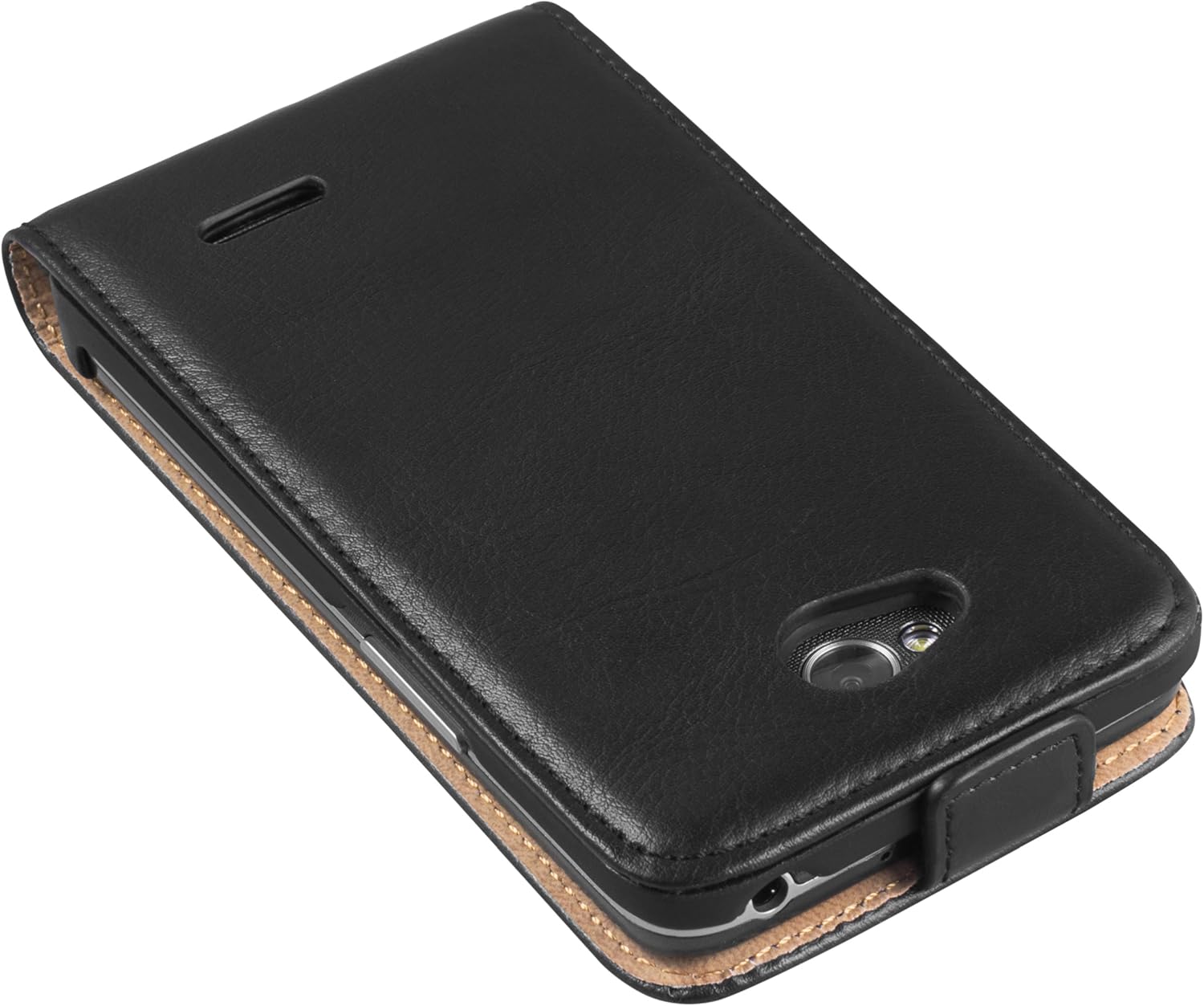 mumbi Genuine Leather Flip Case Compatible with LG L70 Black - Image 4