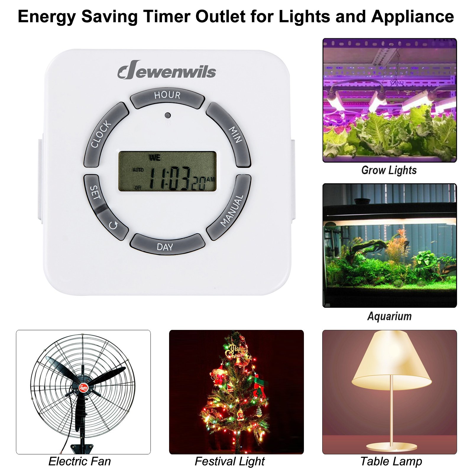 Digital Indoor Light Timer Electrical Outlets Programmable Plug In Lamp