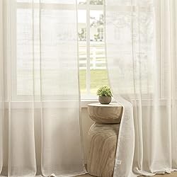 Joydeco Sheer Curtains 84 Inches Long, White