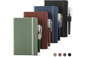 NETANY 4 Pack Small Notebook Pocket Notebook, A6 Mini Leather Hardcover Journal, 3.7" X 5.7", 416 Pages Note Pads, Black, Green, Brown, Blue