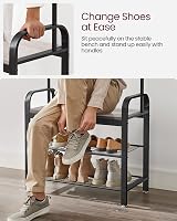 VASAGLE Coat Rack 4-in-1 with Shoe Storage Bench Hallway Organizer Greige Black view 8