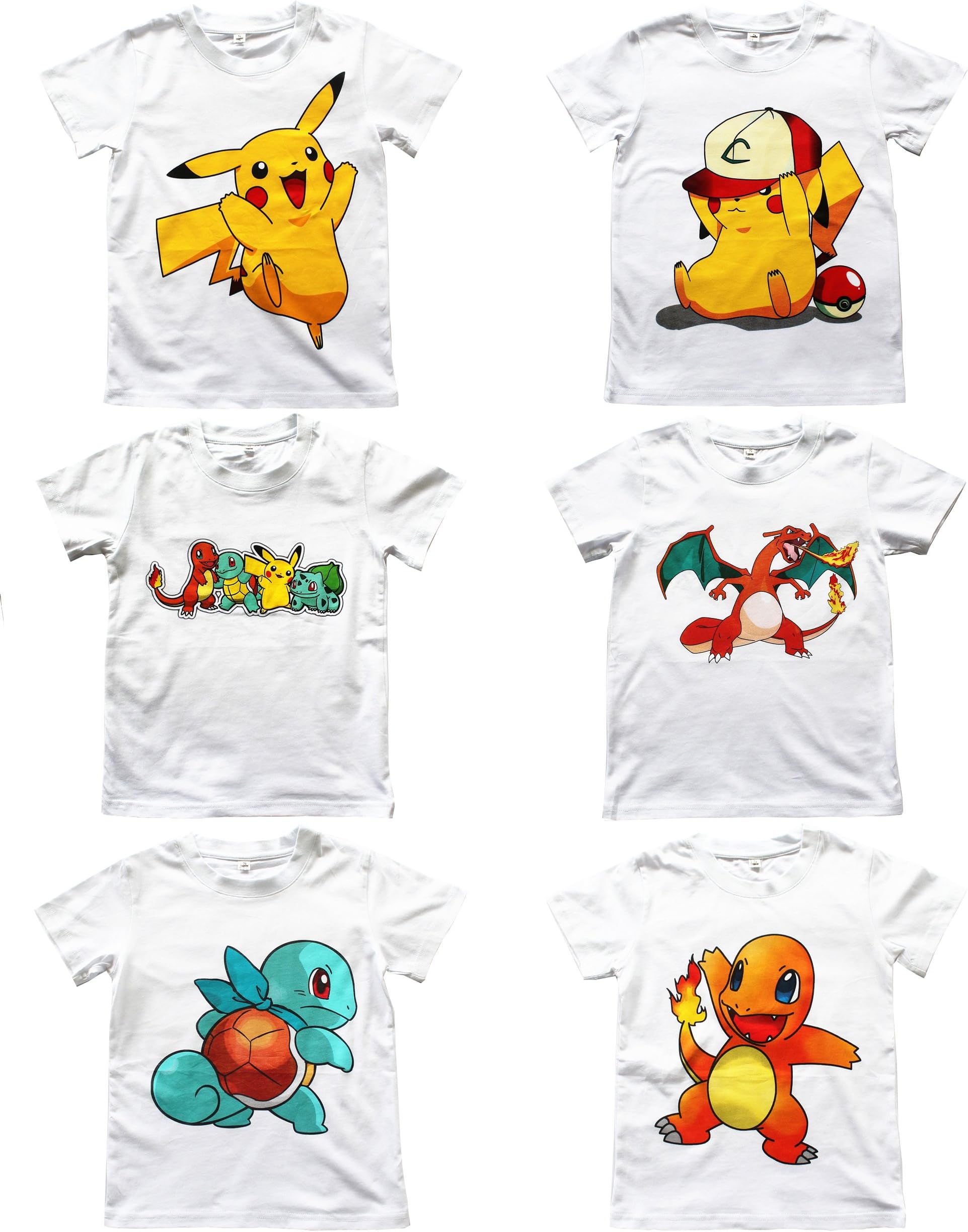 UK Seller Pokemon Go Boys Girls Kids Unisex 100% Cotton T Shirt Pikachu Charmander Charizard Squirtle Bulbasaur 4-13 Years
