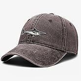 OUTDOOR SHAPING Fish Embroidery Dad Hat - Soft Washed Cotton Unstructured Baseball Cap for Unisex Adjustable Vintage Style