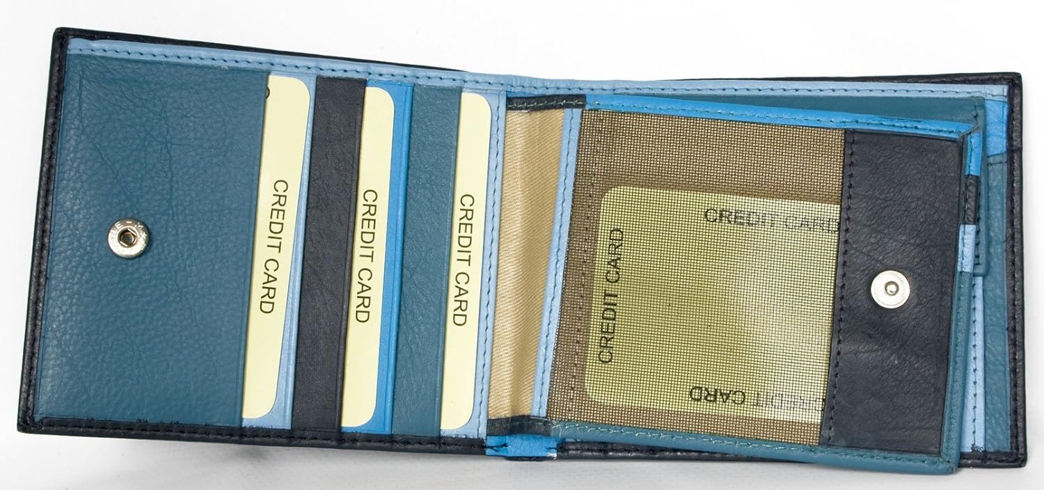 FLW Blue-Grey-Light Turquoise Genuine Leather Wallet Without Any Logos or Markings - Image 4