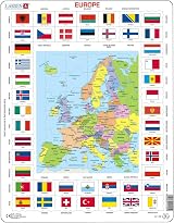Larsen KL1 Europe Political Map Flags Jigsaw Puzzle 70 Piece Tray Frame Kids view 12