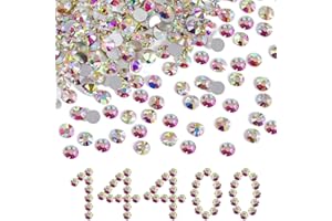 Beadsland Flatback Rhinestones Bulk,14400pcs Crystal AB Rhinestones for Nails Crafts Clothes DIY Decoration, Crystal AB, SS20, 4.6-4.8mm