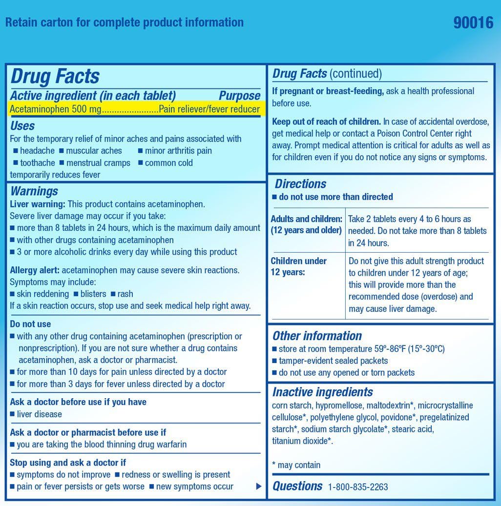 PhysiciansCare Non Aspirin Acetaminophen Pain Reliever Medication (Compare to Tylenol), 50 Doses: Health & Personal Care