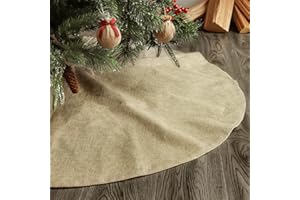 Ivenf Christmas Tree Skirt, 48 inches Large Burlap Double-Layer Plain Tree Skirts, Rustic Jute Tree Skirt for Xmas Holiday Home Decor, Fall Winter Farmhouse Brown Burlap Christmas Decorations Indoor