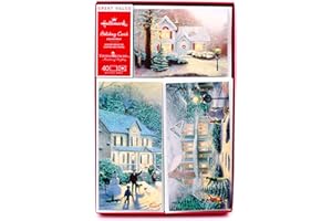 Hallmark Thomas Kinkade Boxed Christmas Cards Assortment, Snowy Houses (40 Cards with Envelopes and Foil Seals) (1XPX1761)