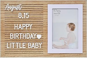 Veskaoty Wood Letter Board Picture Frame with 493 Letters, Numbers & Symbols - 11.8 x 7.9 inch Changeable Message Board Photo Frame for Family, Babies, Pets