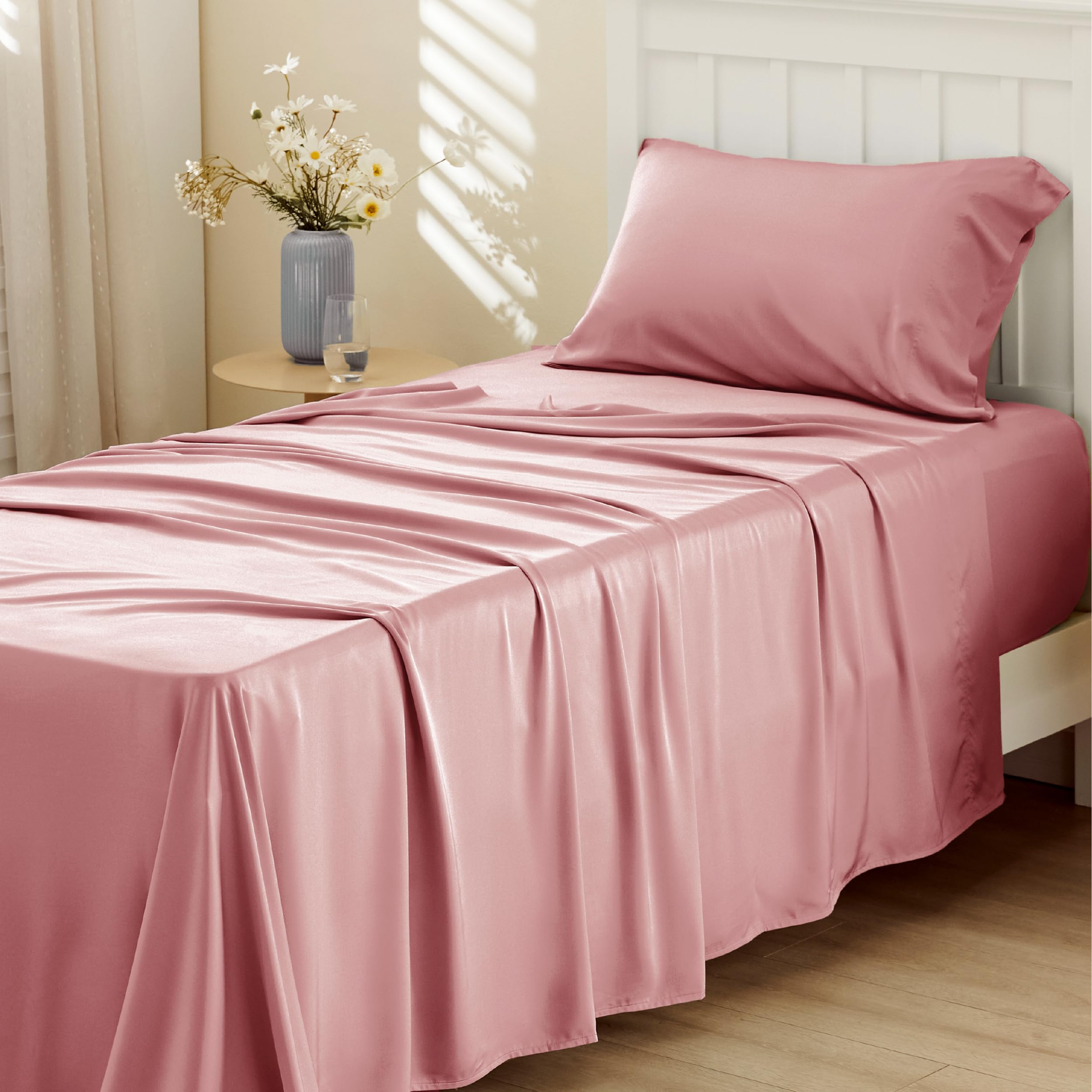 Bedsure PureWoven 100% Rayon Derived from Bamboo, Twin XL Sheets, 3 Pieces