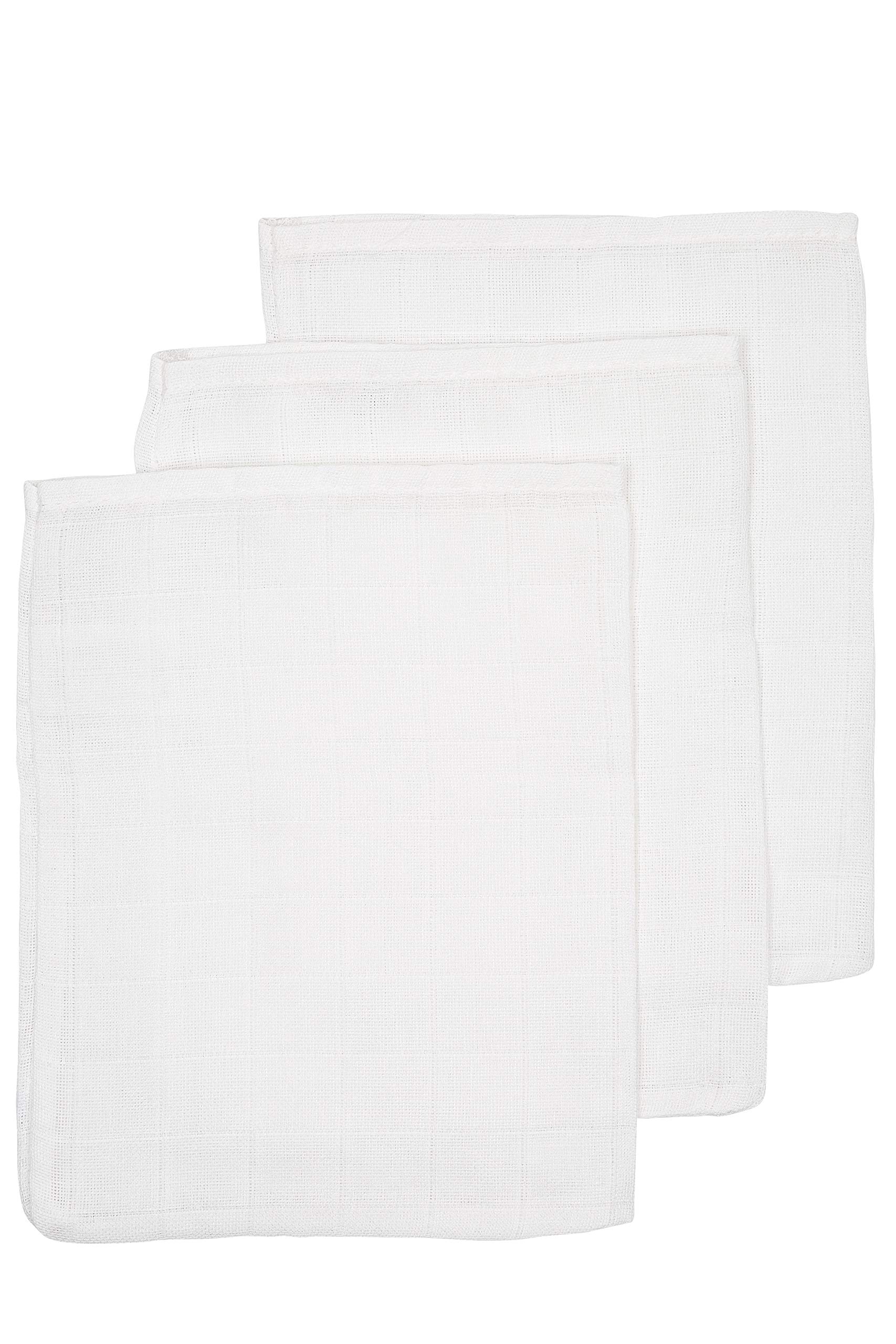 Meyco 458000 Set of 3 Wash Cloths Muslin Cloths 21 x 17 cm 100% Cotton White