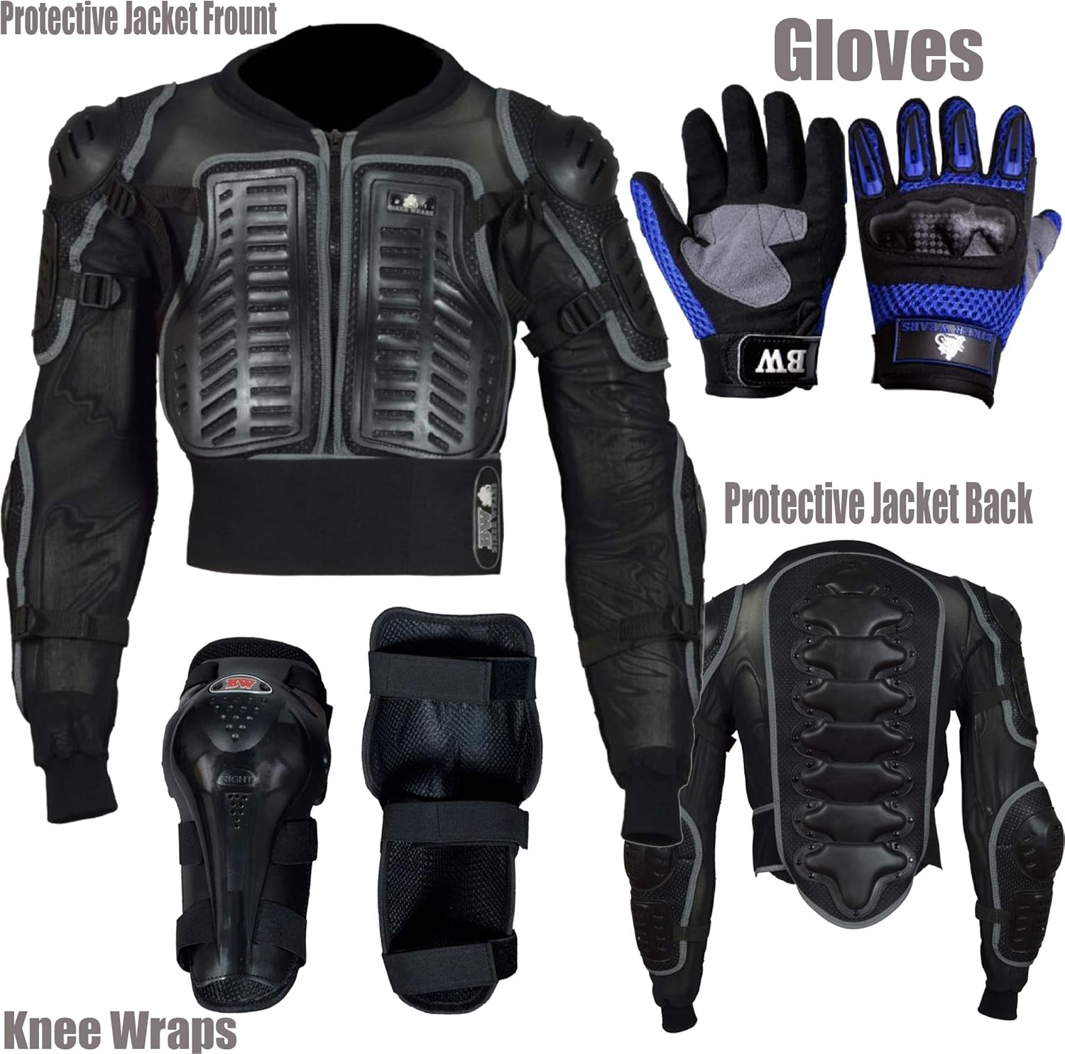 PRO FIRST MB Randy Combinaison de protection r/&eacute;fl/&eacute;chissante pour enfant avec protection dorsale et genouill/&egrave;res