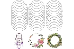 Roundsky 30 Pack 4 Inch Silver Dream Catcher Metal Rings Floral Hoops Wreath Macrame Creations Ring for Crafts DIY