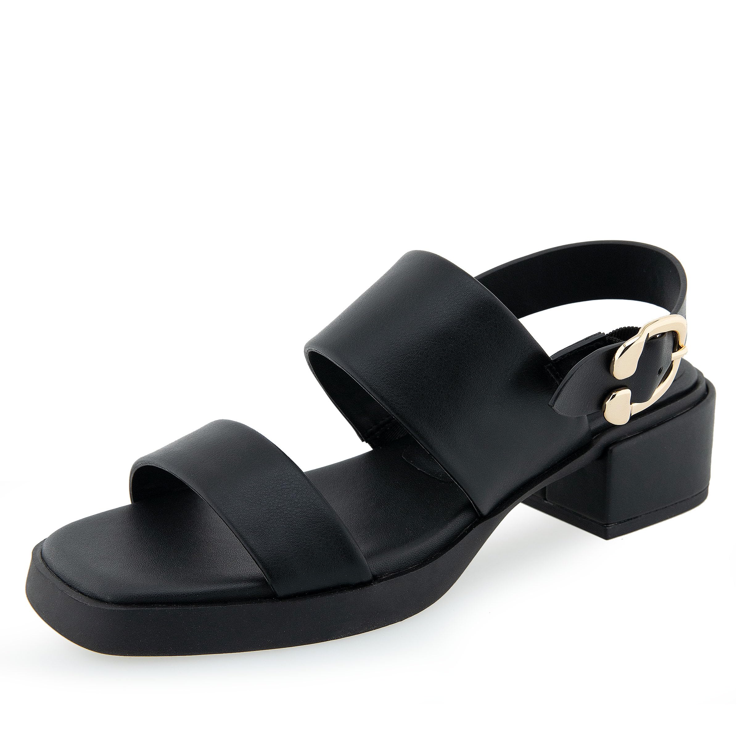 Aerosoles Women’s Dove Heeled Sandal, Black PU, 6