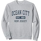 Ocean City New Jersey NJ Vintage Sports Design Navy Print Sweatshirt