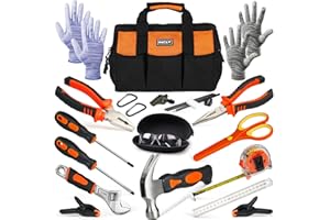 INCLY 24 PCS Kids Real Tool Set with Tool Bag, Boys Small Real Hand Tools Kit, Children Construction Learning Tools Hammer Screwdriver for Home DIY Building and Woodworking