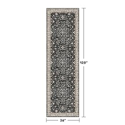 Black Boho Washable 3x10 Extra Long Hallway Runner