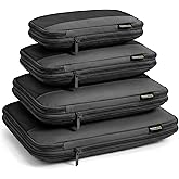 SOARSAIL 4 Piece Compression Packing Cubes for 3–7 Day Travel, Lightweight Travel Organizers with Breathable Mesh, Double-Zipper Packing Cubes for Carry-On & Suitcases (Jet Black)