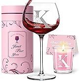 Personalized Gifts for Women - Customized Gift A-Z Wine Glass, Unique Birthday Gifts for Women, Christmas Basket Gift for Her, Mom, Wife, Sister, Friend, Nurse(K)