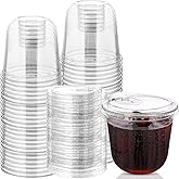 50 Sets Disposable Stemless Glasses With Strawless Sip Lids,PET Drinking Cups,Clear Plastic Coffee Cups for Iced Coffee, Smoothie, Cold Beverage, Drink Shop and Christmas Party Supply (Clear, 12 oz)